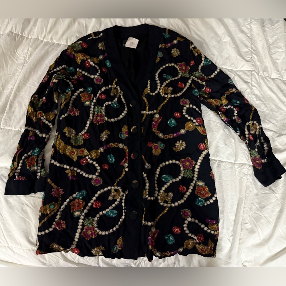 Carole Little vintage jewelry retro button cardigan eclectic grandpa 100% rayon